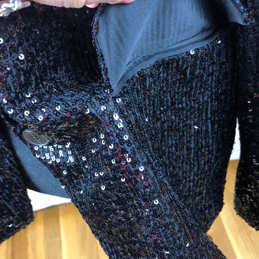 Banana Republic Black Sequin Jacket Size 4 - Picture 6 of 7